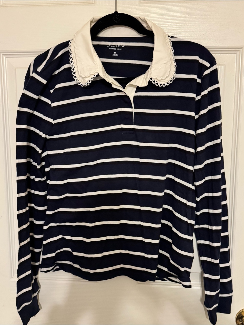 J. Crew Vintage Jersey Rugby with Eyelet Collar, size M